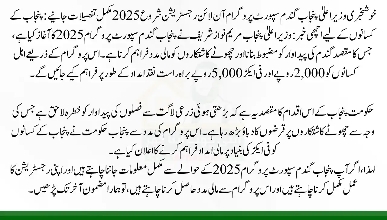 Good News CM Punjab Wheat Support Program Online Registration start 2025 Know Full Details