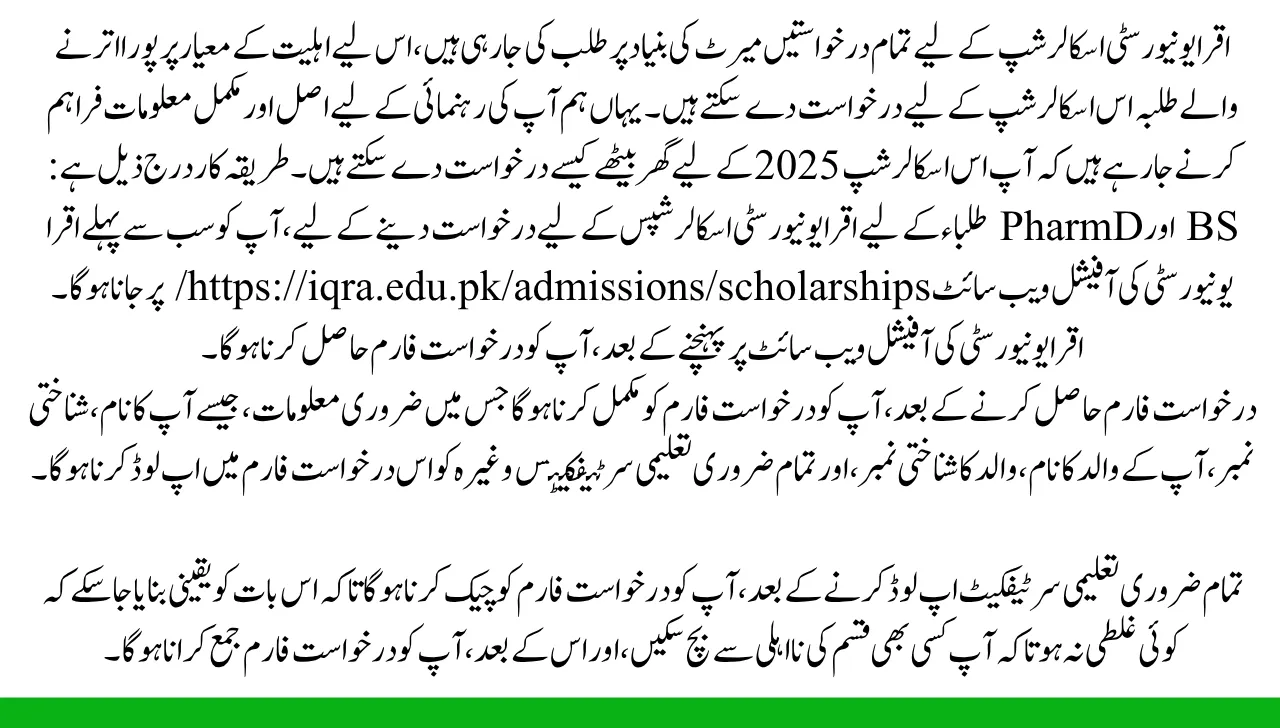 How to Apply for Iqra University Scholarships 2025